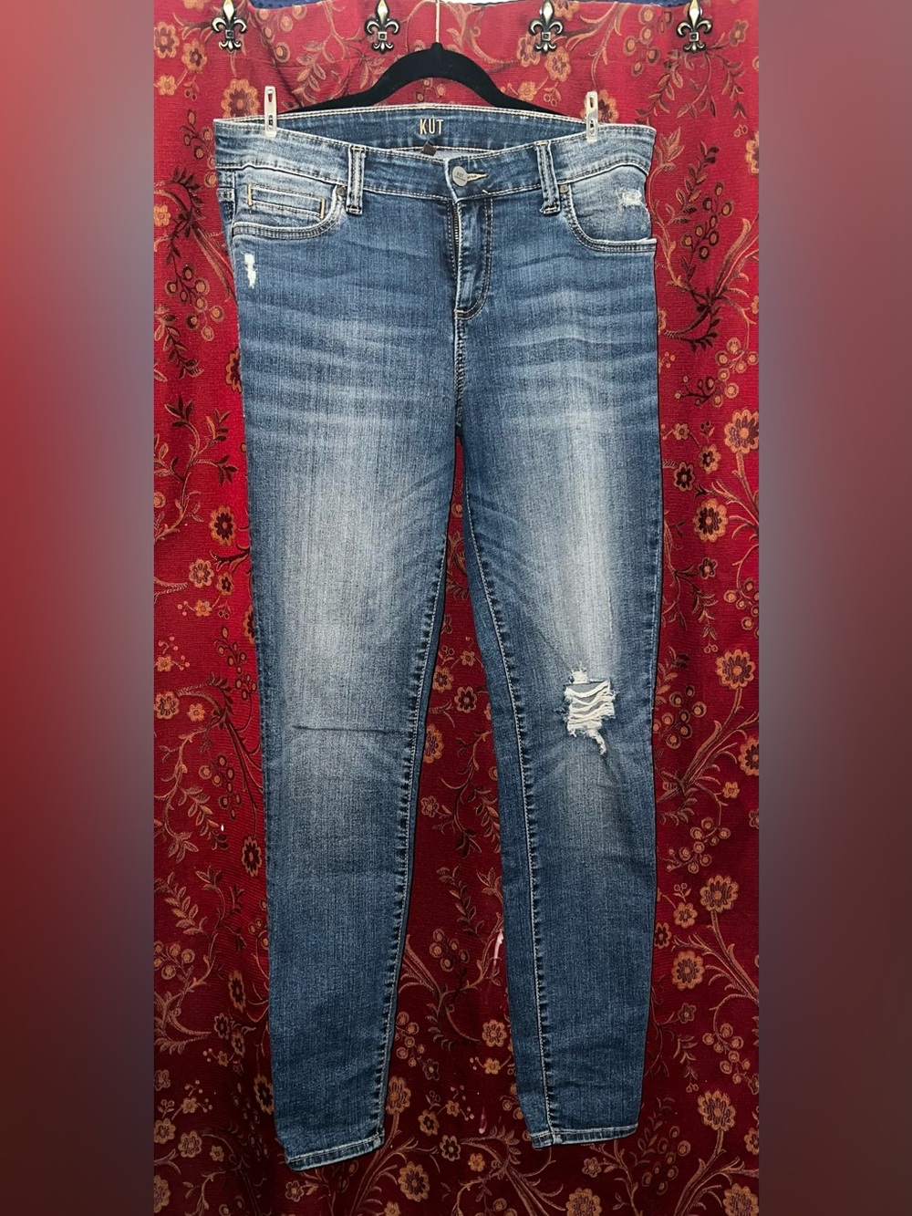 Kut from the Kloth Women's Light Blue Distressed Skinny Jeans